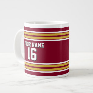 Grande Tasse Burgundy with Gold White Stripes