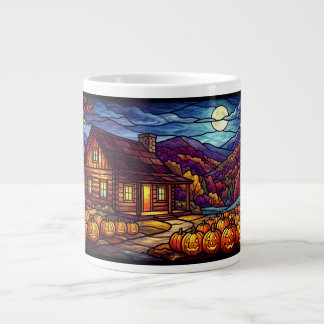 Grande Tasse Cabane et champ de citrouilles éclairés par la lun