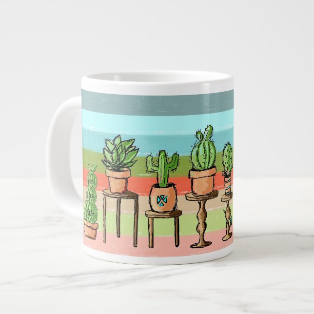 Grande Tasse Cactus à bandes peintes (Devant gauche)