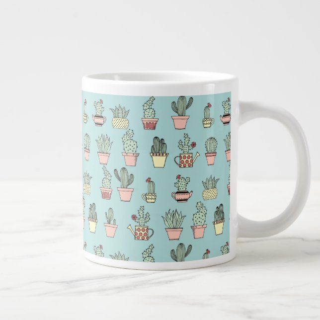 Grande Tasse Cactus Couleur Cute À La Main Dessinée Motif (Droite)