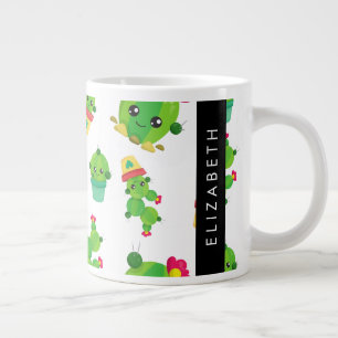 Grande Tasse Cactus mignons, Cactus Motif, Succulent, Votre Nom