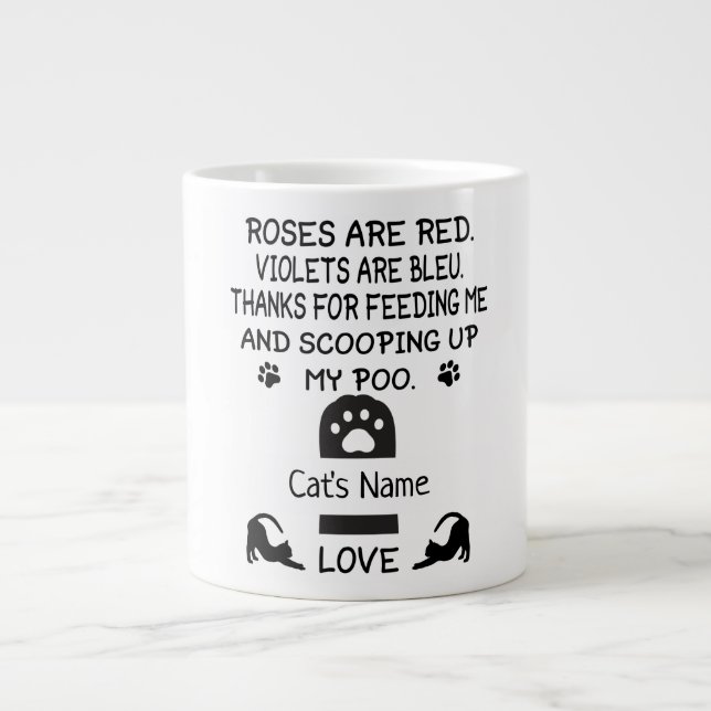Grande Tasse cadeau amoureux des chats personnalisé, nom du cha (Devant)