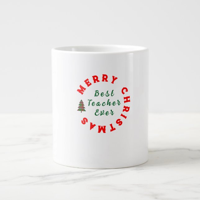 Grande Tasse Cadeau Arc-en-ciel de remerciement de Noël simple  (Devant)