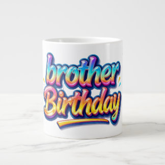Grande Tasse Cadeau d'anniversaire frère Texte arc-en-ciel colo