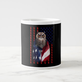 Grande Tasse Cadeau de Chouette| Owl Cool Flag Usa