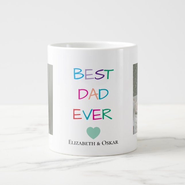 Grande Tasse Cadeau de la fête du père avec les noms des enfant (Devant)