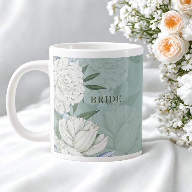 Grande Tasse Cadeau de Mariage de la Mariée – Vert Sauge & Pivo (Créateur téléchargé)