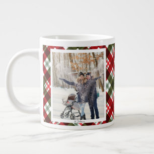 Grande Tasse Cadeau de Noël 2 Photo À la mode carreaux rouges R