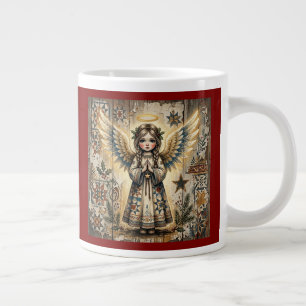 Grande Tasse Cadeau de Noël Ange d'Art Populaire
