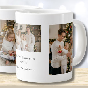 Grande Tasse Cadeau de Noël familial personnalisé avec photo en