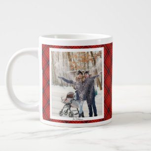 Grande Tasse Cadeau de Noël vintage 2 Photo Carreaux Rouges Ten