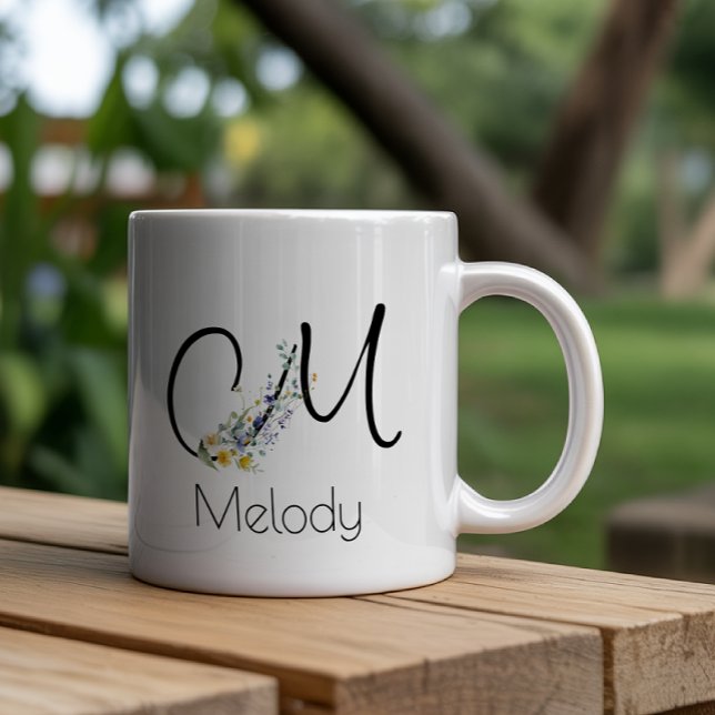 Grande Tasse Cadeau de retraite monogramme aquarelle employeur  (Créateur téléchargé)