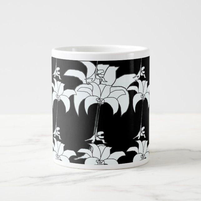 Grande Tasse Cadeau Floral Noir Blanc (Devant)