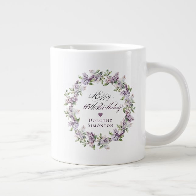 Grande Tasse Cadeau personnalisé 65e anniversaire Purple Lilac (Droite)