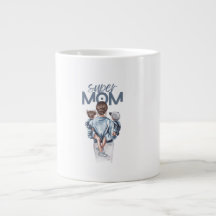 Cadeau personnalisé de Super Maman avec fils et fi