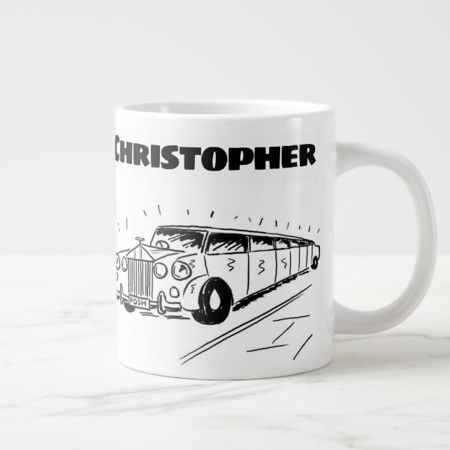 Grande Tasse Cadeau pour un auffeur de limousine avec nom (Droite)