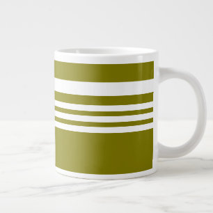 Grande Tasse Cadeau rayures olive et blanc