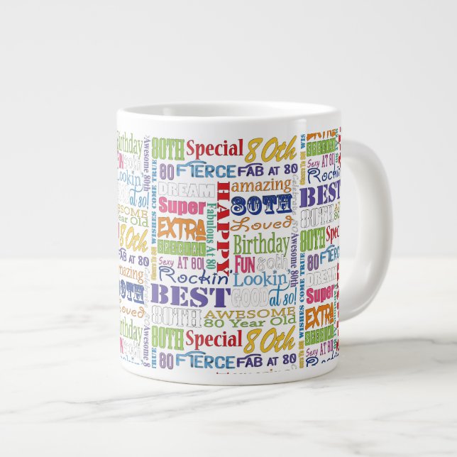Grande Tasse Cadeaux Uniques Et Spéciaux De Fête Du 80E Anniver (Devant droit)