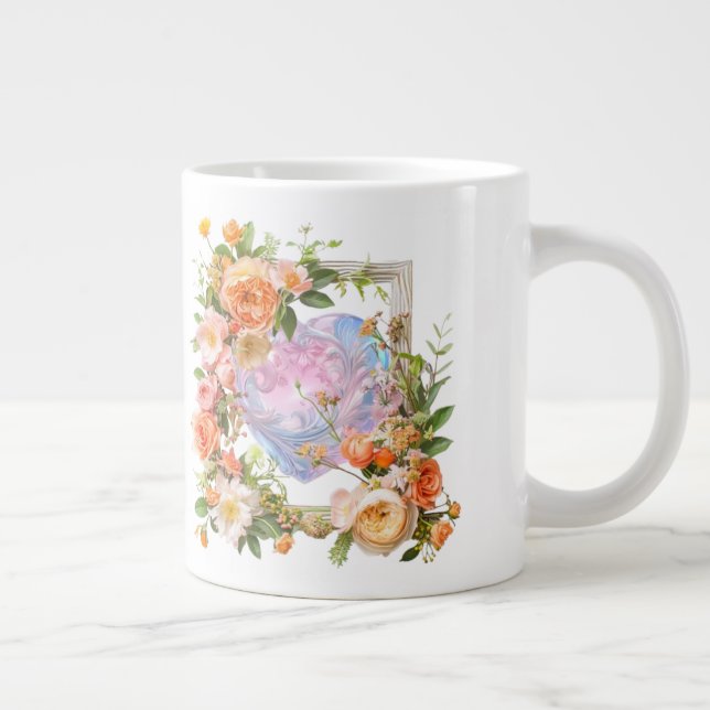 Grande Tasse Cadre cardiaque floral (Droite)
