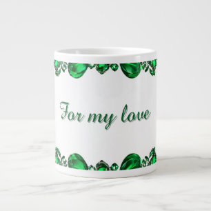 Grande Tasse Cadre élégant de pierres précieuses vertes polies