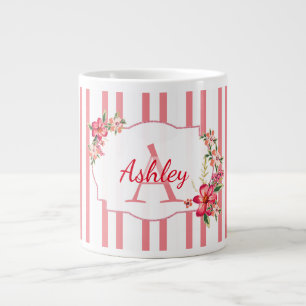 Grande Tasse Cadre Et Rayures Florales
