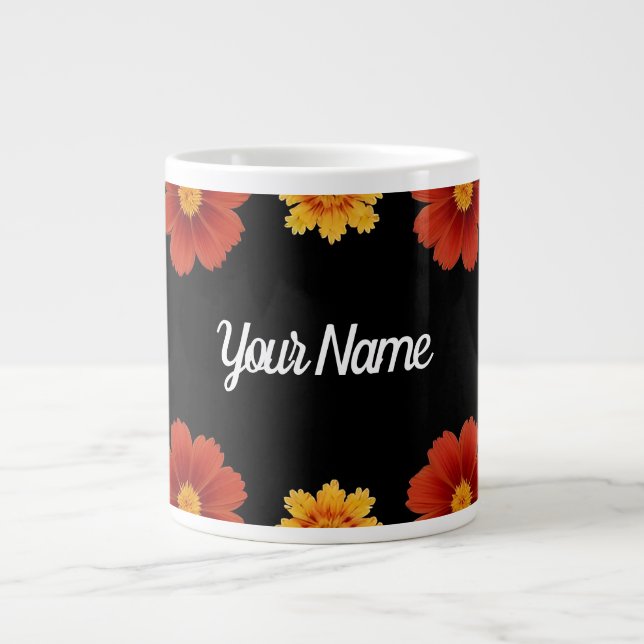 Grande Tasse Cadre floral élégant (Devant)