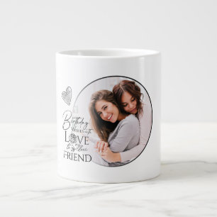 Grande Tasse Cadre photo d'ami avec lettrage d'anniversaire min