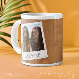 Grande Tasse Cadre Photo Rétro - 2 Photos sur Bois Rustique