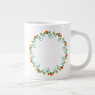 Grande Tasse Cadre rond floral avec fleurs de rose jaune et rou