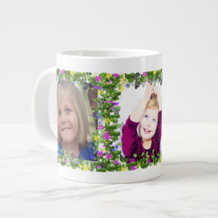 Grande Tasse Cadres papillon et fleurs pour trois
