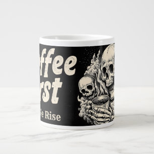 Grande Tasse "Café d'abord, puis nous nous levons" avec motif d