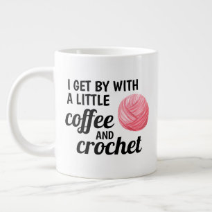 Grande Tasse Café et Crochet Citation Fil rose