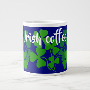 Grande Tasse Café irlandais, bleu, trèfle irlandais/trèfle à qu
