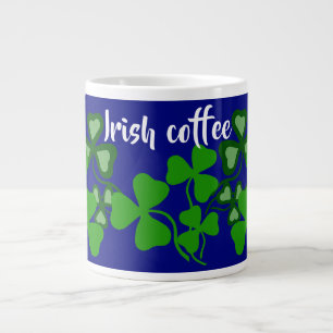 Grande Tasse Café irlandais, trèfle d'Irlande, bleu, trèfle 9a