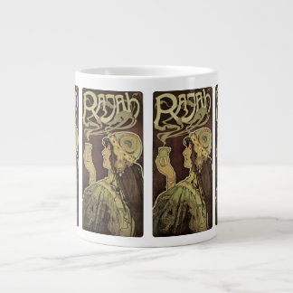 Grande Tasse Café Rajah Art Nouveau vintage, femme avec du café