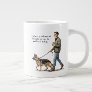 Grande Tasse Café & un berger commencent la journée du bon pied