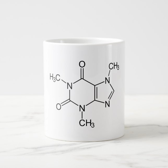 Grande Tasse Caféine Molécule Chimie Café Atomes (Devant)