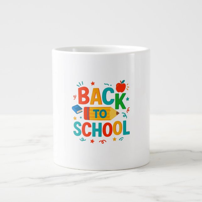 Grande Tasse Cafetière illustrée « Retour à l'école » avec cray (Devant)