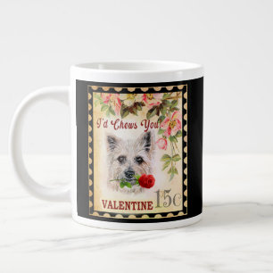 Grande Tasse Cairn terrier Vintage Valentine Chien avec Rose