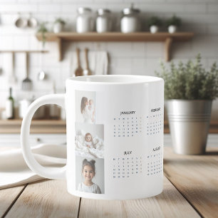 Grande Tasse Calendrier personnalisé 2025 avec trois photos