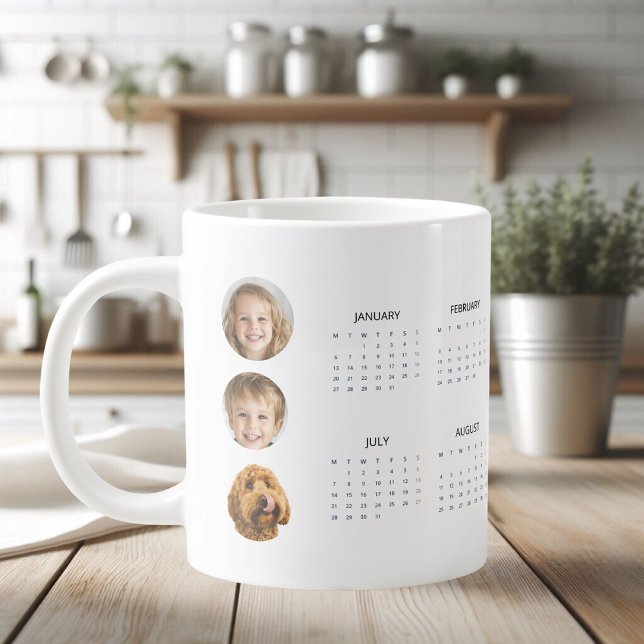 Grande Tasse Calendrier personnalisé 2025 avec trois photos Cof (Créateur téléchargé)