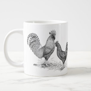 Grande Tasse California Grey Rooster and Hen