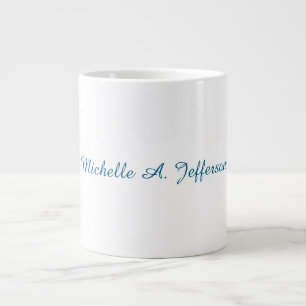 Grande Tasse Calligraphie Bleue & Blanc Élégant Chic Moderne