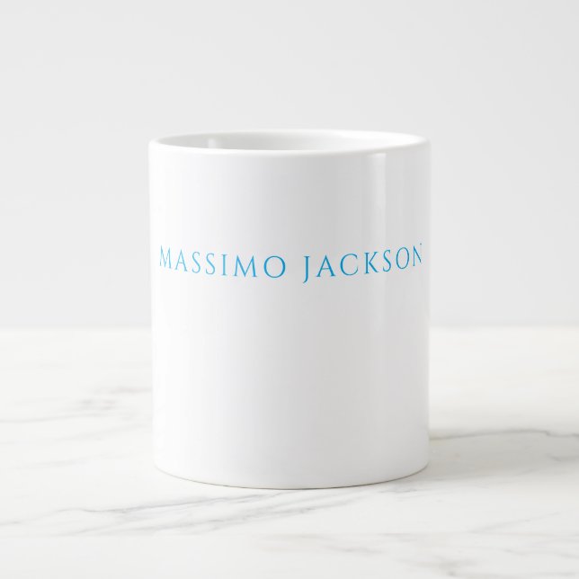 Grande Tasse Calligraphie de nom Script Plain Simple Blanc Bleu (Devant)