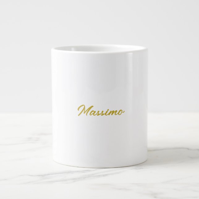Grande Tasse Calligraphie Élégant Or Blanc Simple Nom (Devant)