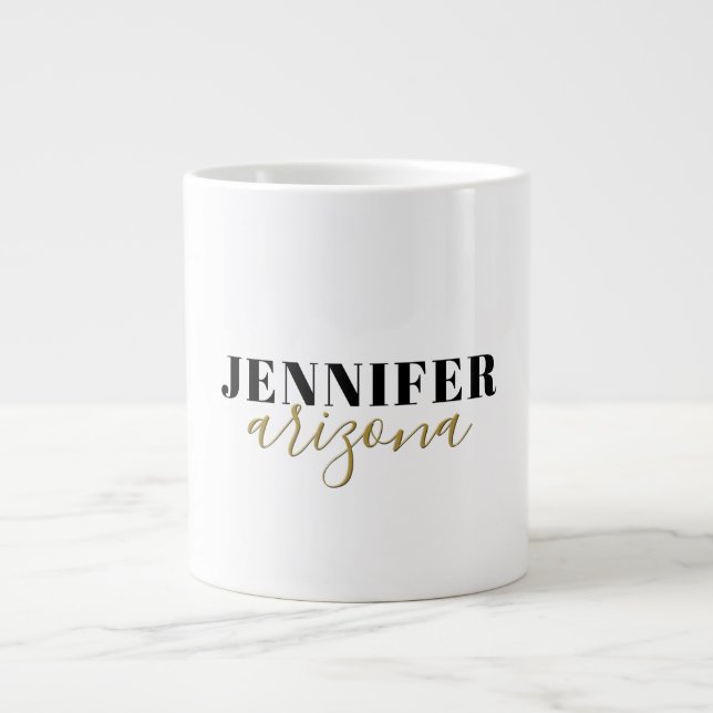 Grande Tasse Calligraphie Elegant Plain Ajouter son propre nom (Devant)