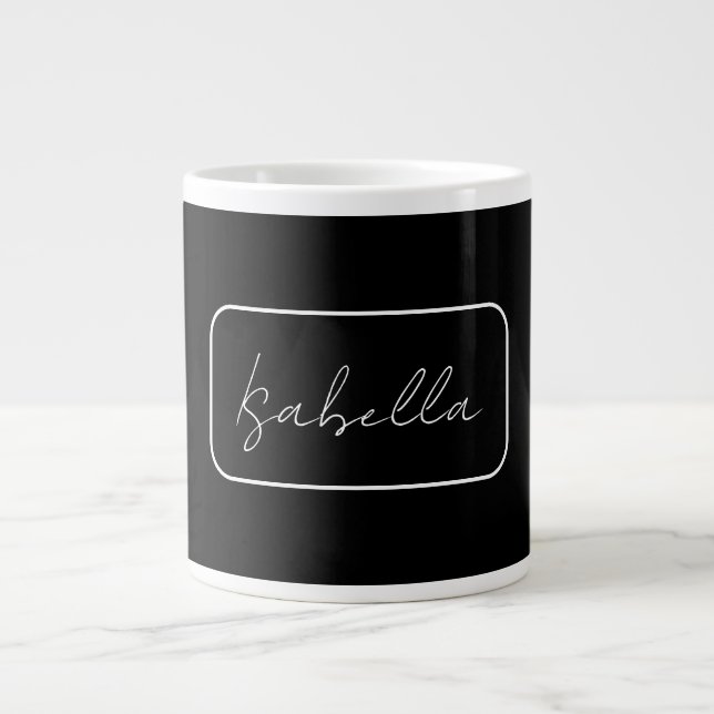Grande Tasse Calligraphie Noir Blanc Plaine Créative Nom modern (Devant)