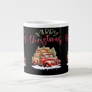 Grande Tasse Camion Rouge Joyeux Noël Arbre Père Noël Mignon Vi