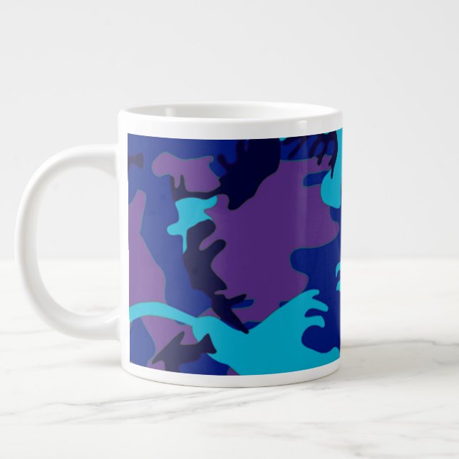 Grande Tasse Camouflage bleu foncé et Motif violet (Gauche)