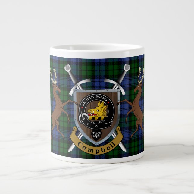 Grande Tasse Campbell Clan Badge & Tartan Highland (Devant)
